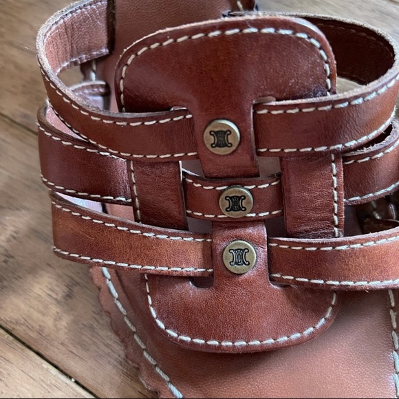 Celine Leather Woven Slingback Strappy Sandal Heels Size 40 B - Picture 13 of 16